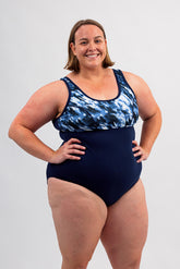 Woman's Empowered Chlorine Proof One Piece - Inked/Navy